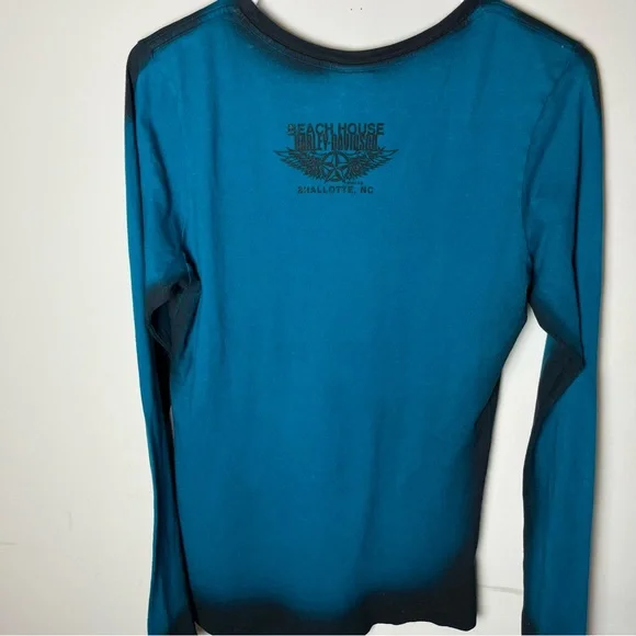 Harley Davidson Patina Sheen V neck top- S - Picture 5 of 5